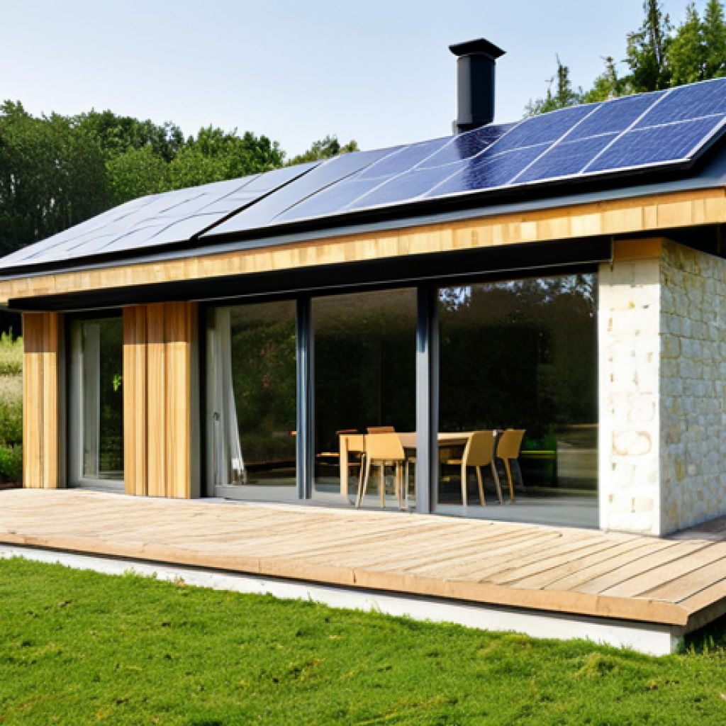 Ecological Architecture**

"Exterior of a modern, eco-friendly house in the French countryside. The house is built with natural materials like wood and stone, featuring large windows and a green roof. Solar panels are integrated seamlessly into the design. Lush garden surrounding the house, showcasing native plants. Soft, natural lighting. Style: Professional architectural photography, emphasizing sustainability and harmony with nature. safe for work, appropriate content, fully clothed, professional, modest, family-friendly, perfect anatomy, correct proportions, natural pose, well-formed hands, proper finger count, natural body proportions."

**