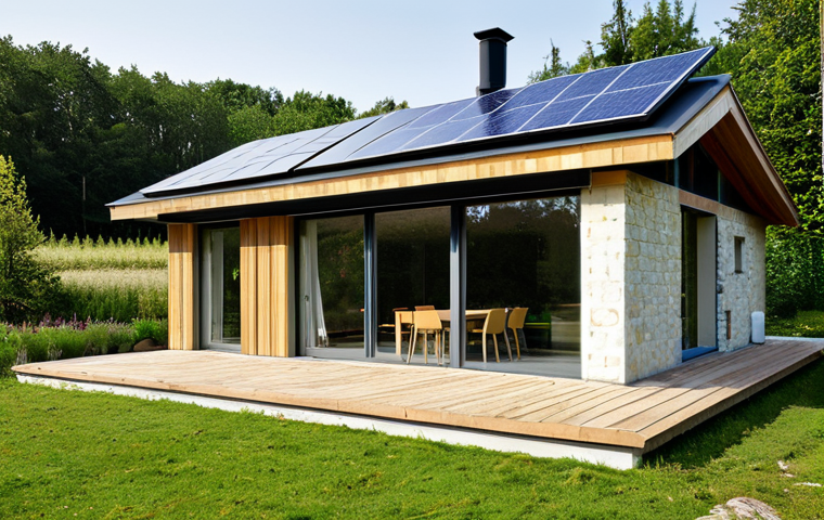 Ecological Architecture**

"Exterior of a modern, eco-friendly house in the French countryside. The house is built with natural materials like wood and stone, featuring large windows and a green roof. Solar panels are integrated seamlessly into the design. Lush garden surrounding the house, showcasing native plants. Soft, natural lighting. Style: Professional architectural photography, emphasizing sustainability and harmony with nature. safe for work, appropriate content, fully clothed, professional, modest, family-friendly, perfect anatomy, correct proportions, natural pose, well-formed hands, proper finger count, natural body proportions."

**