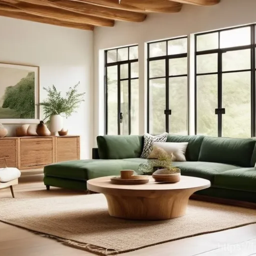 건축 인테리어 설계 사례 - **Prompt 1: Natural Serenity in a Biophilic Living Space**
    A sun-drenched, tranquil living room ...