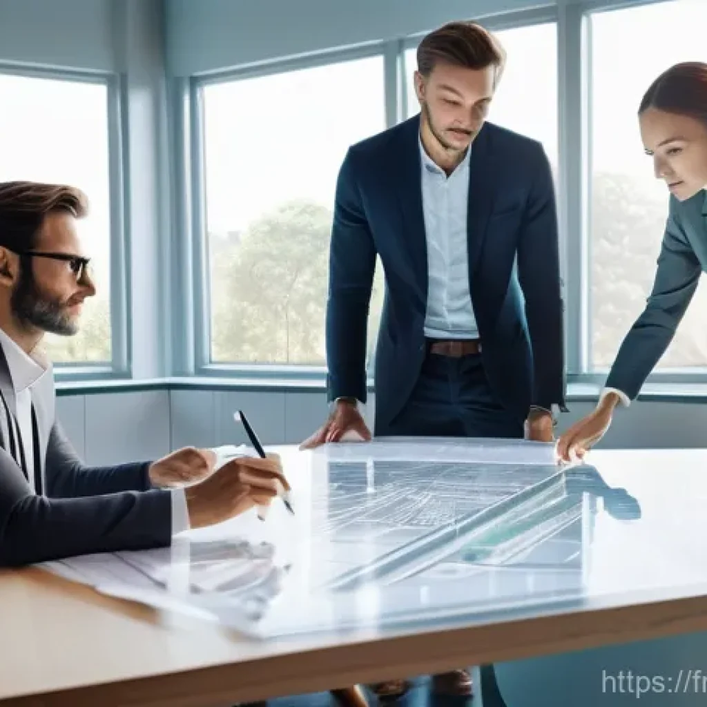 건축 설계와 시공 간의 연계성 - **Prompt 1: The Architect's Digital Blueprint**
    "A diverse team of architects and designers, inc...