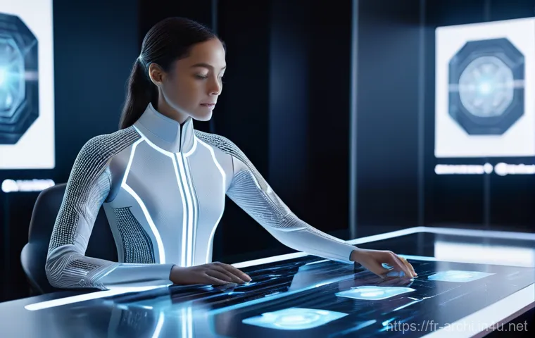 건축가가 사용하는 디지털 툴 트렌드 - **Prompt 1: AI-Powered Architectural Vision**
    A futuristic, highly detailed image of a female ar...