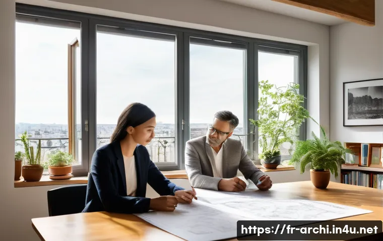 건축가의 전문성 평가 요소 - **Prompt 1: Understanding the Client's Vision and Collaborative Dialogue**
    "A professional, mid-...