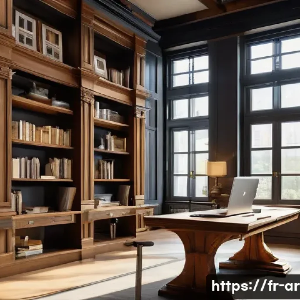 건축학 전공자 필독 서적 - A detailed and elegant architectural study room filled with classic and contemporary architecture bo...