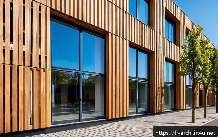 건축 설계에서 생애주기 비용 고려 - A modern sustainable building under bright daylight in a French urban environment, showcasing eco-fr...