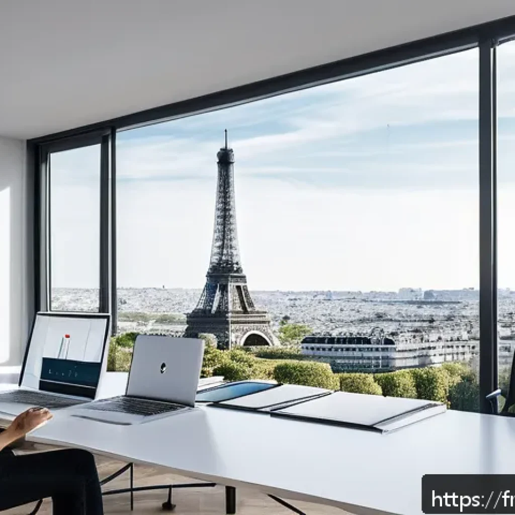건축 실무에서의 비즈니스 개발 사례 - A modern architectural office in Paris with a diverse team of architects collaborating around a larg...
