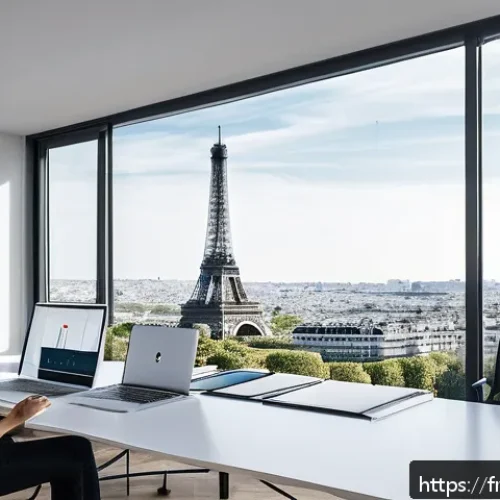 Home 31 건축 실무에서의 비즈니스 개발 사례 - A modern architectural office in Paris with a diverse team of architects collaborating around a larg...