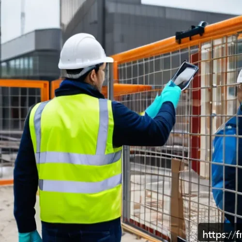 Home 17 건축가가 알아야 할 시공 현장 안전 - A detailed construction site scene in an urban French setting, showing workers wearing full personal...