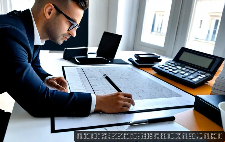 건축 실무에서 꼭 알아야 할 기술 - Photorealistic French architectural practice scene, experienced architect at a clean studio desk rev...